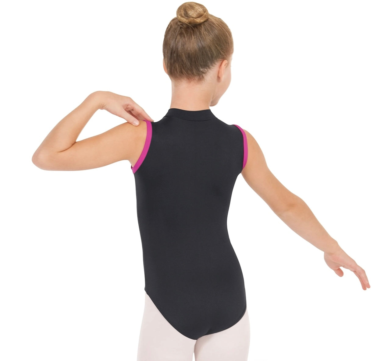 Eurotard Girls Microfiber Full Back Zipper Front Mock Neck Leotard