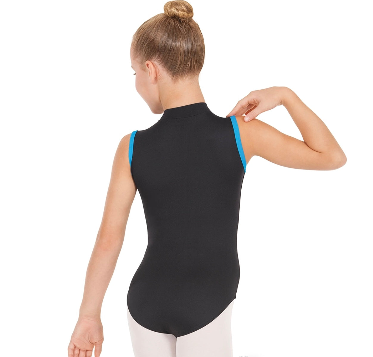 Eurotard Girls Microfiber Full Back Zipper Front Mock Neck Leotard
