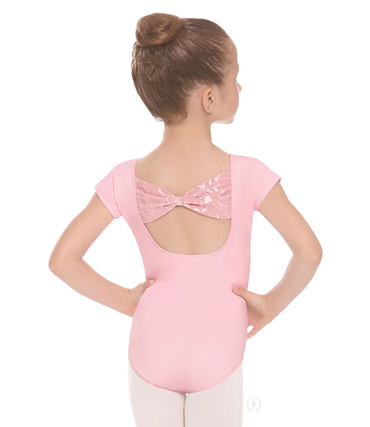 Eurotard Girls Impression Mesh Bow Back Short Sleeve Leotard
