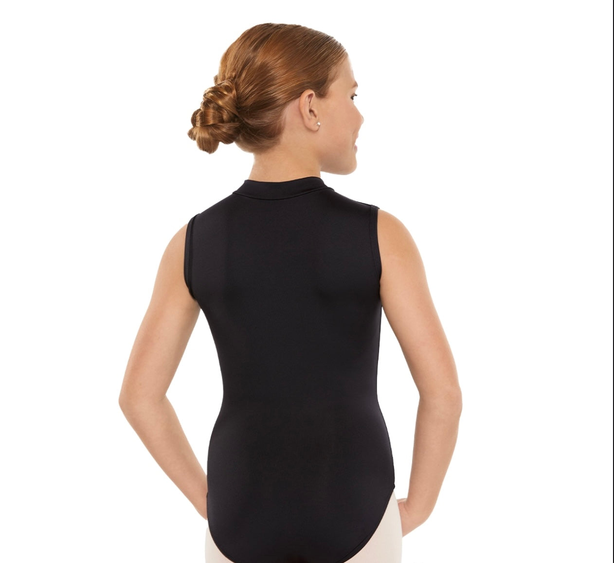 Eurotard Girls Microfiber Full Back Zipper Front Mock Neck Leotard