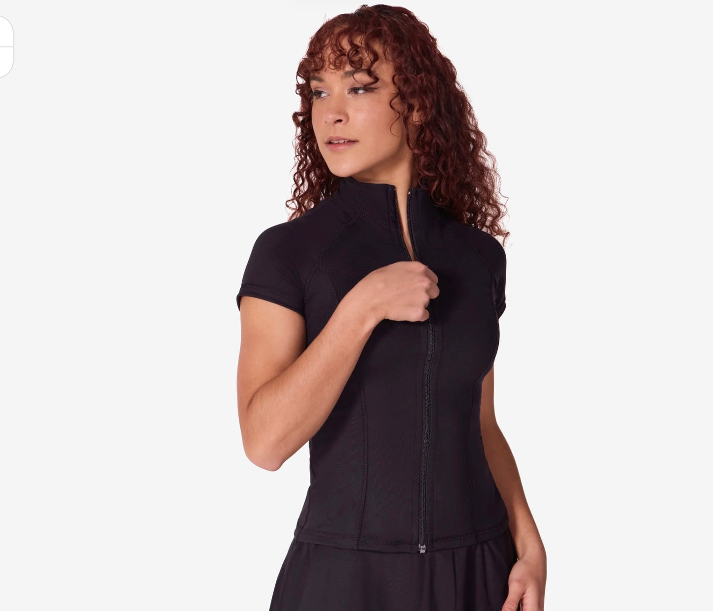 Capezio Short Sleeve Zip Up Top