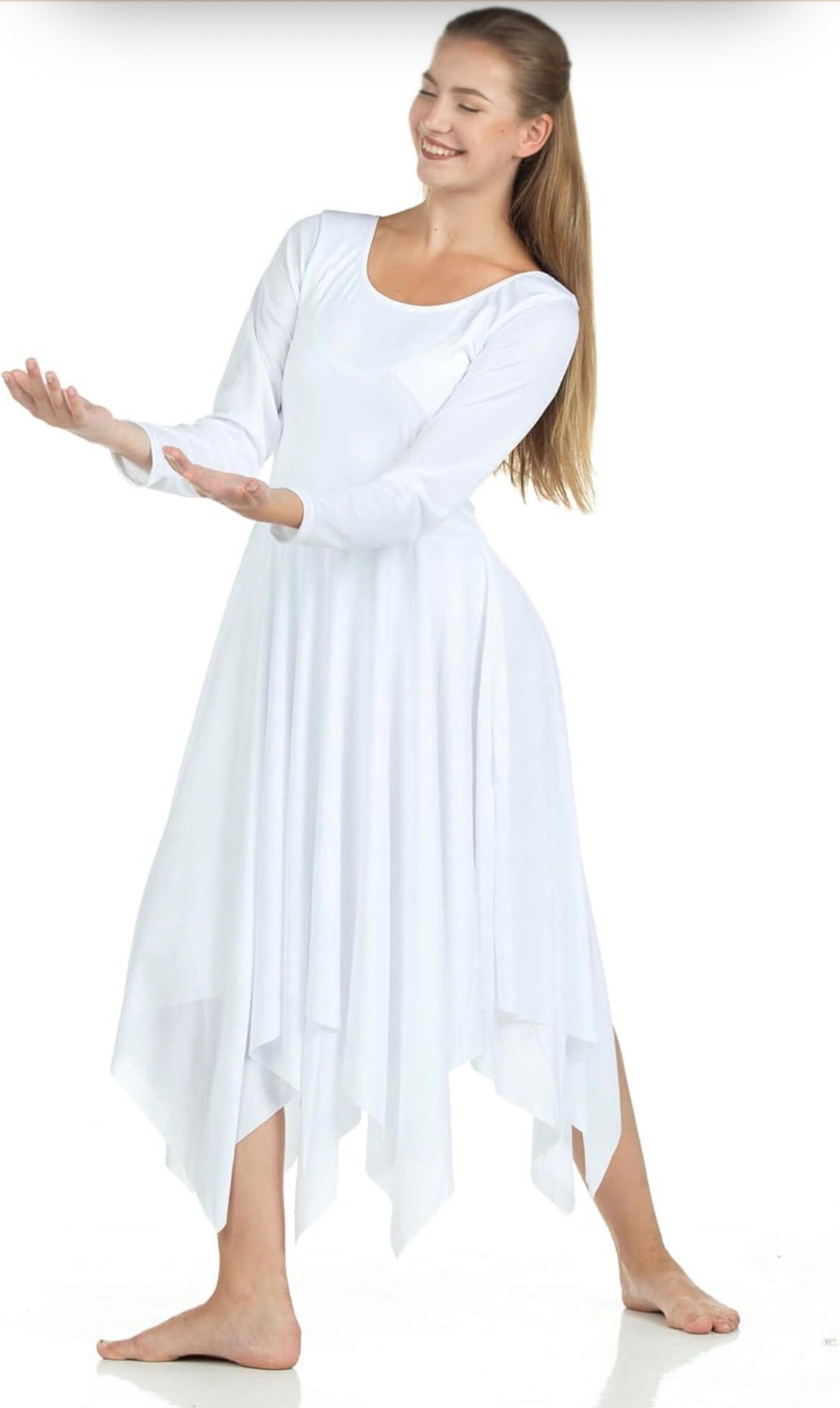 Danzcue Womens Handkerchief Long Sleeve Dance Dress