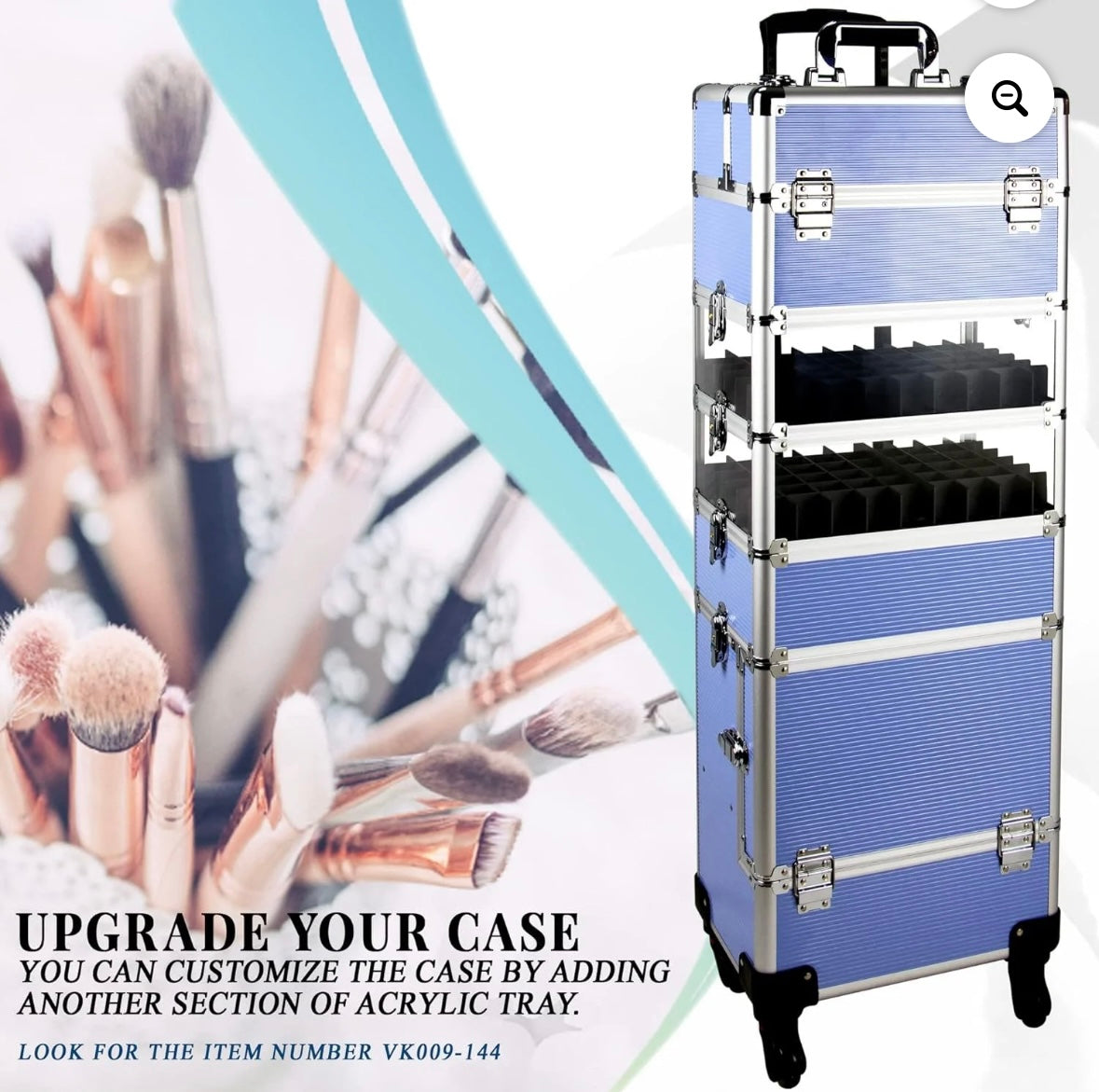 Aluminum 4 in 1 Rolling Cosmetic Trolley Organizer
