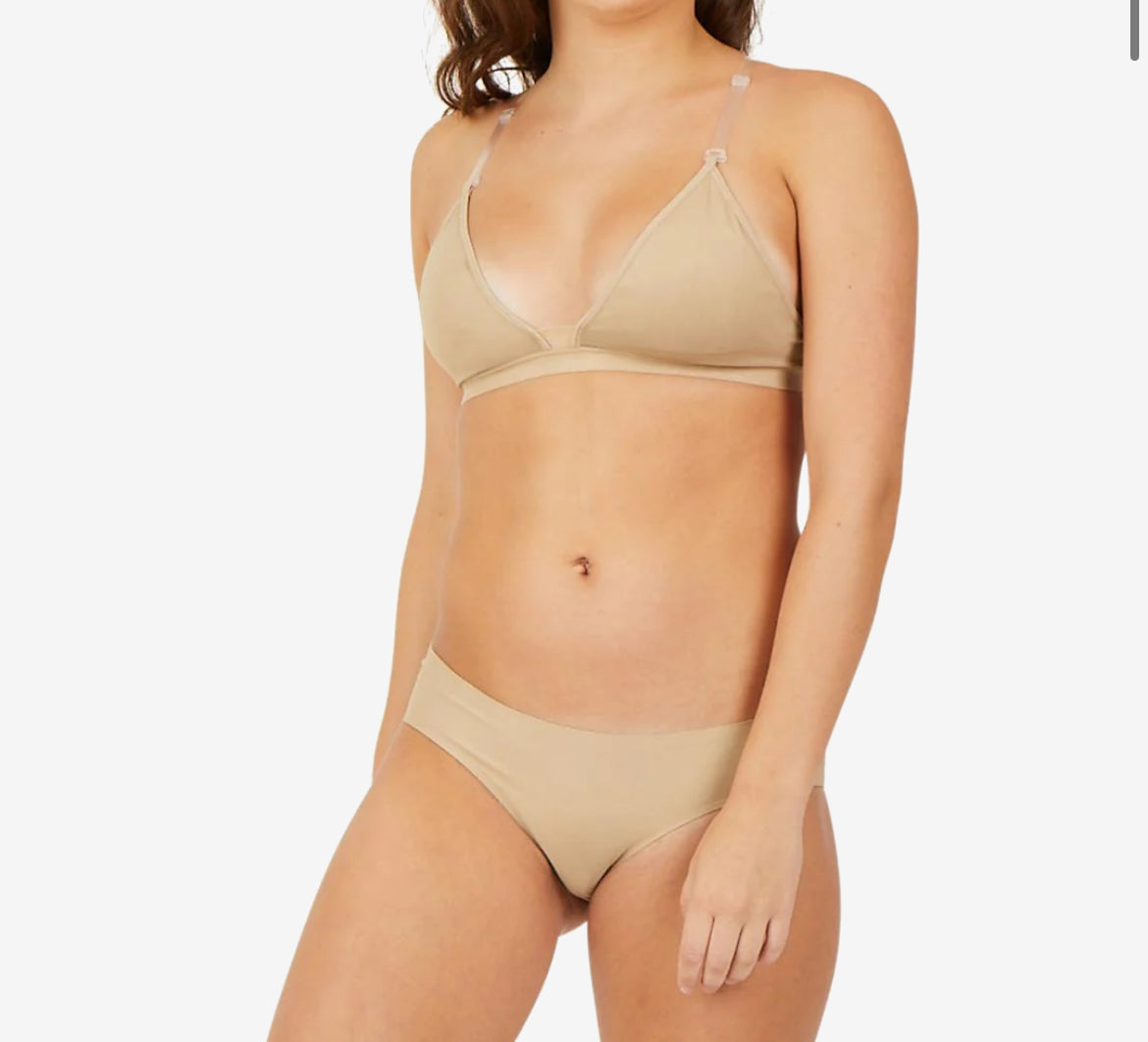 Capezio Deep Neck Clear Back Bra