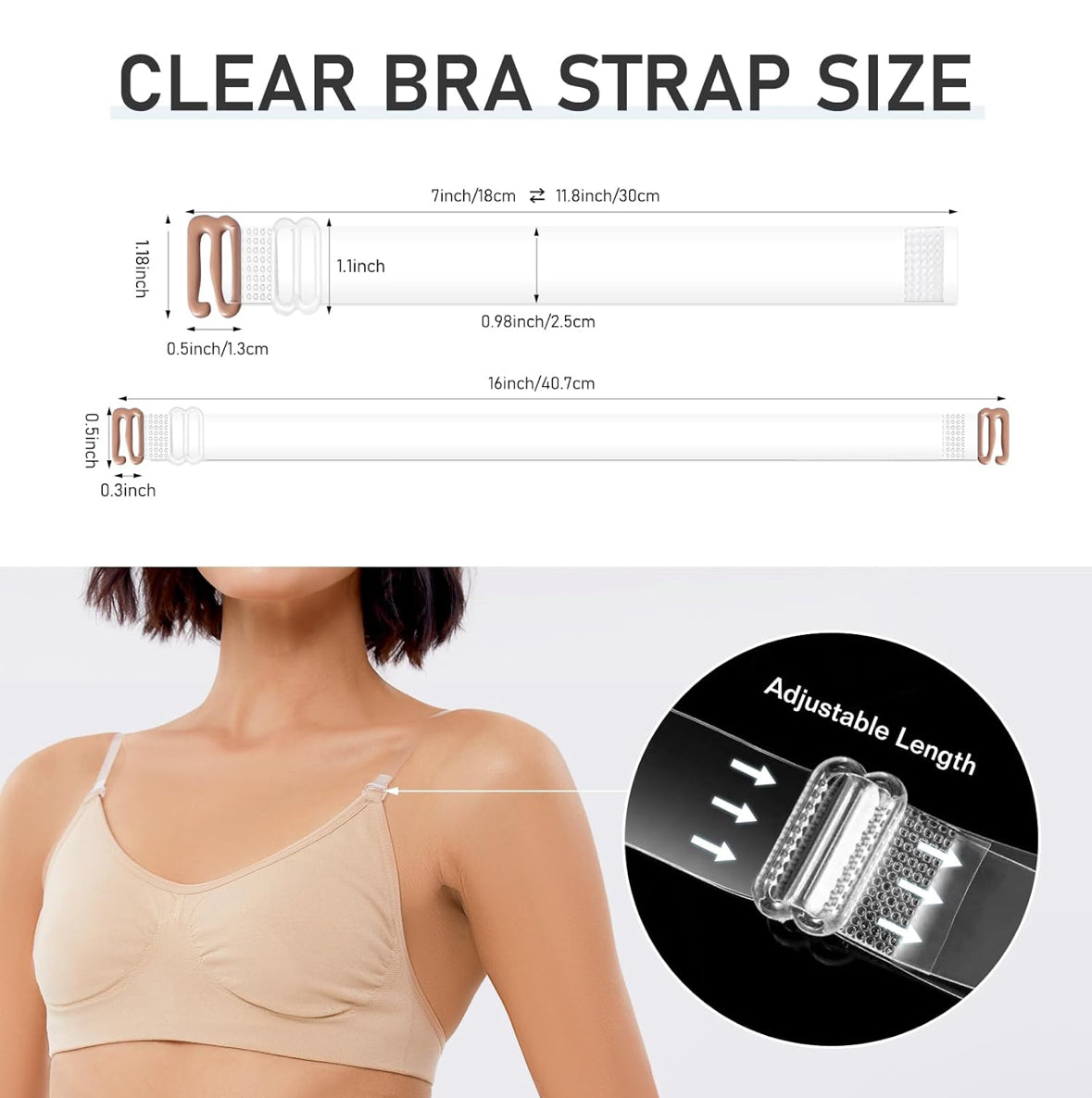 LuxeClear 3pc Invisible Shoulder Bra Straps and Clear Back Straps