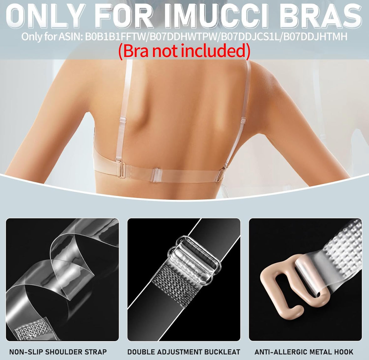 LuxeClear 3pc Invisible Shoulder Bra Straps and Clear Back Straps