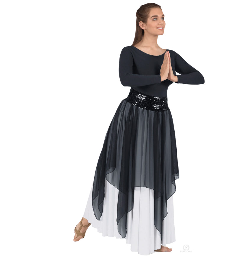 Eurotard Womens Sheer Devotion Single Layer Chiffon Drape and Skirt Praise Overlay