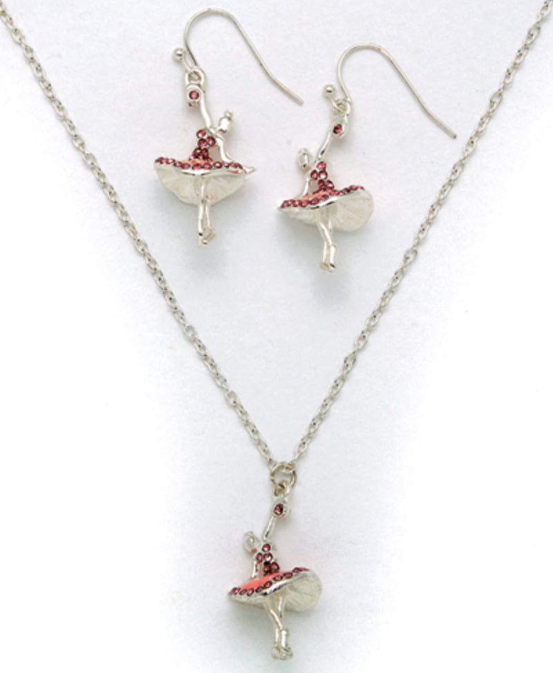 Dasha Designs 3D Ballerina Necklace/Earring Set