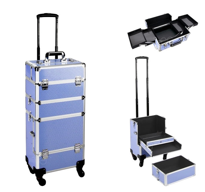 Aluminum 4 in 1 Rolling Cosmetic Trolley Organizer