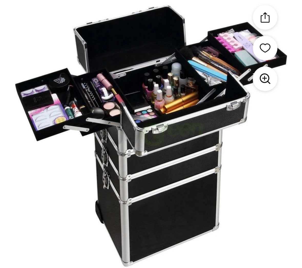 Aluminum 4 in 1 Rolling Cosmetic Trolley Organizer