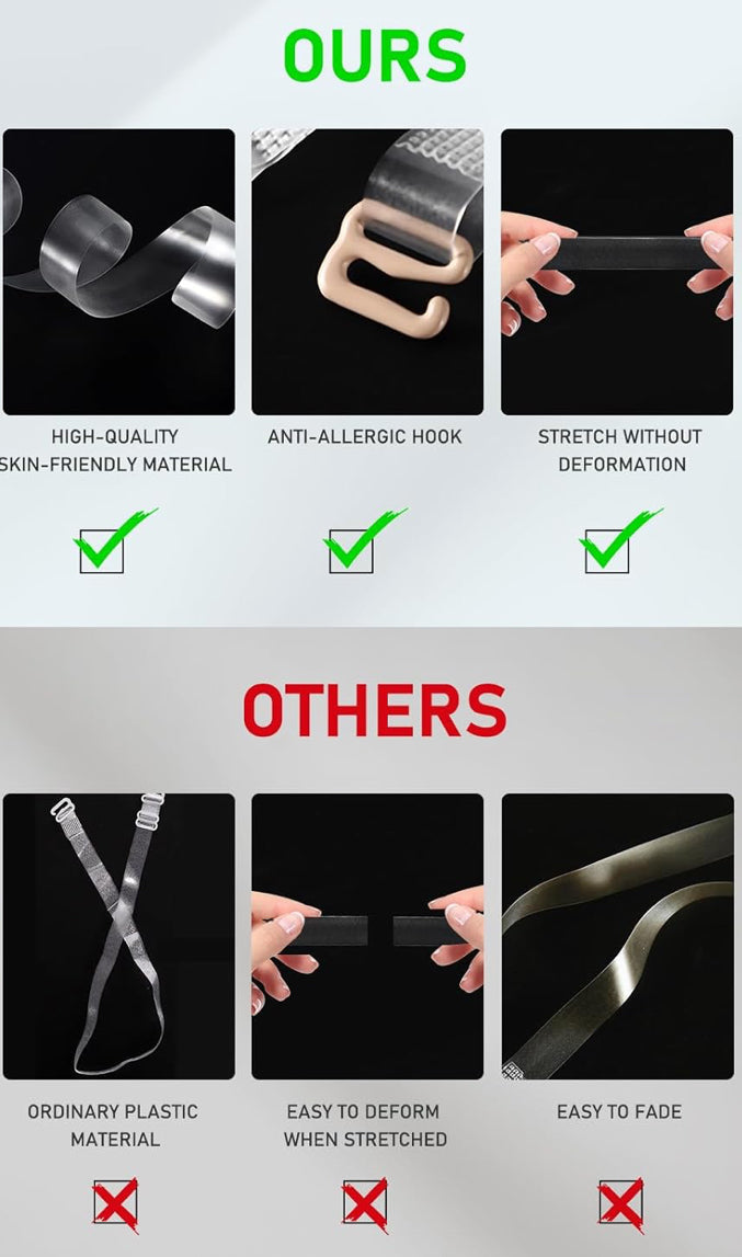 LuxeClear 3pc Invisible Shoulder Bra Straps and Clear Back Straps
