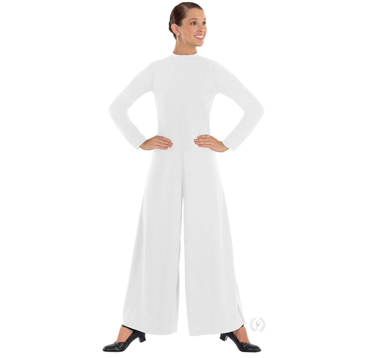 Eurotard Women’s Simplicity Polyester Long Sleeve Wide Leg High Neck Praise Jumpsuit