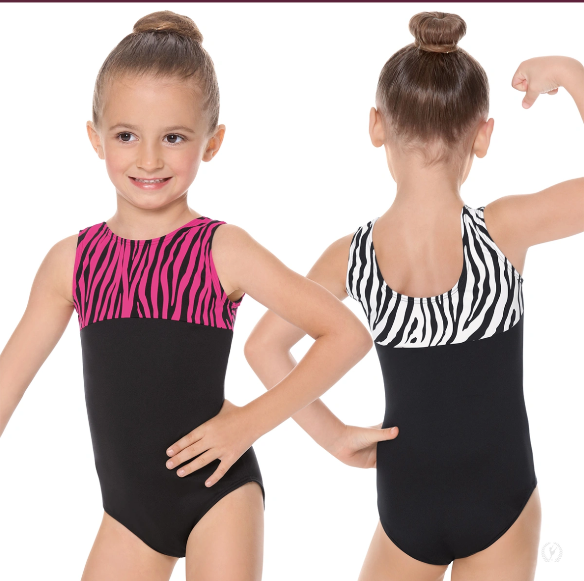 Eurotard Girls Zebra Print Color Block Gymnastics Leotard