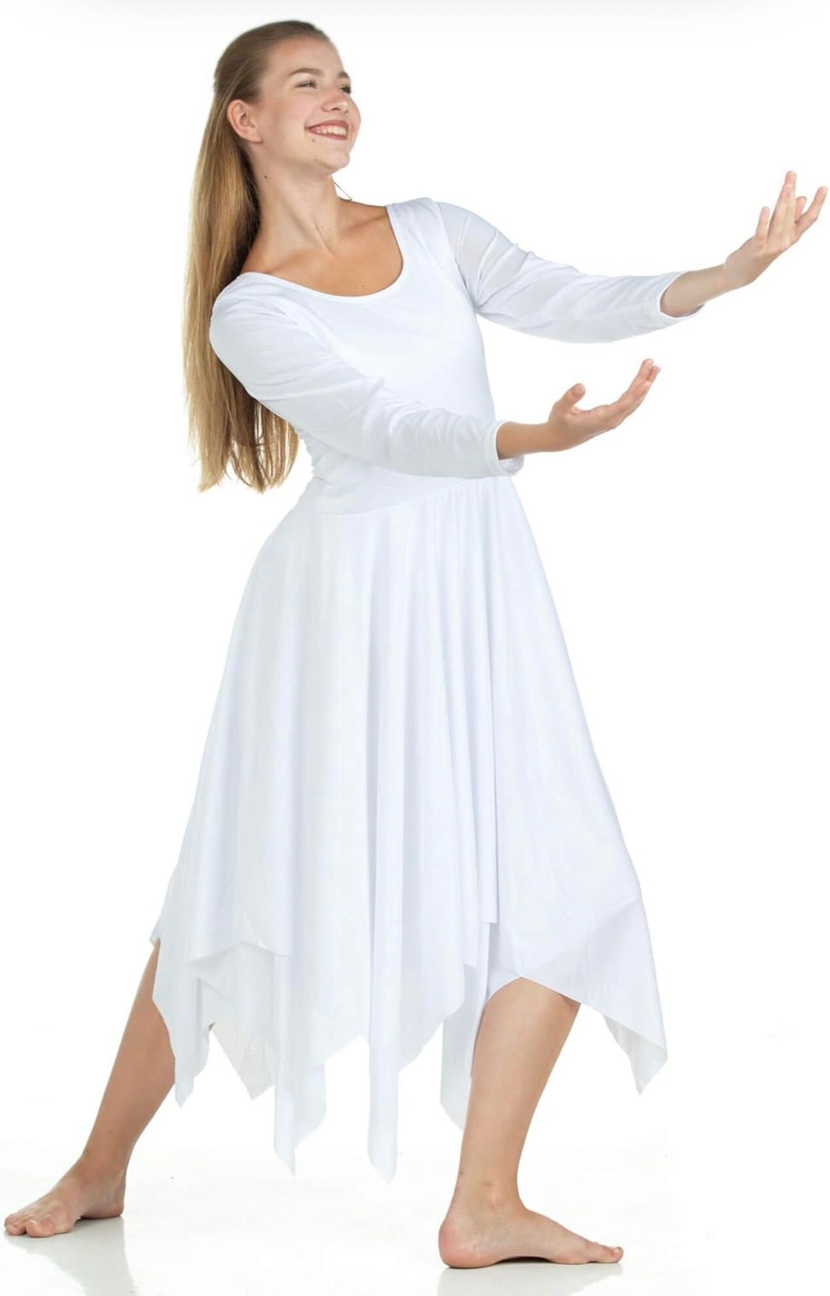 Danzcue Womens Handkerchief Long Sleeve Dance Dress