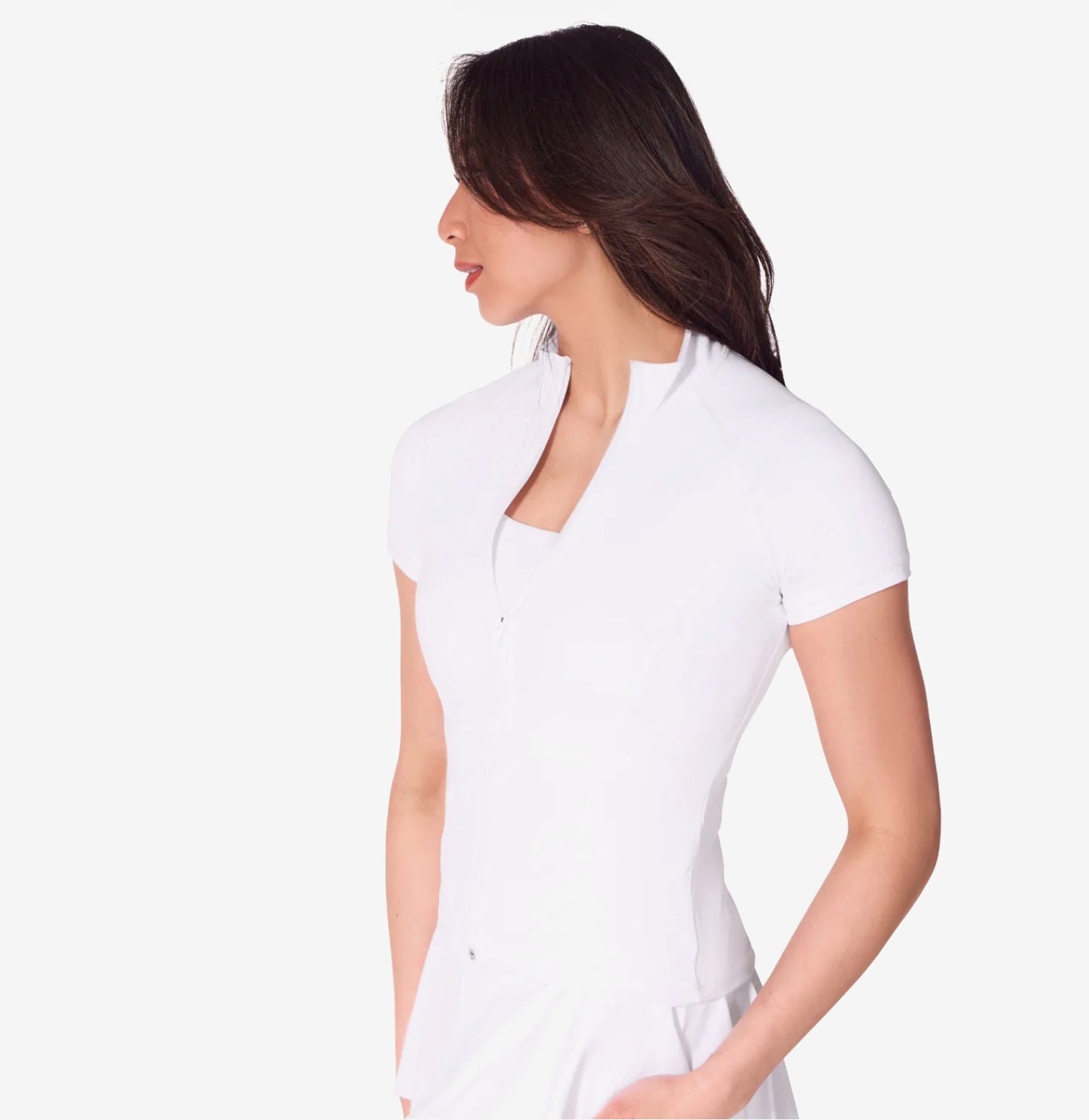 Capezio Short Sleeve Zip Up Top