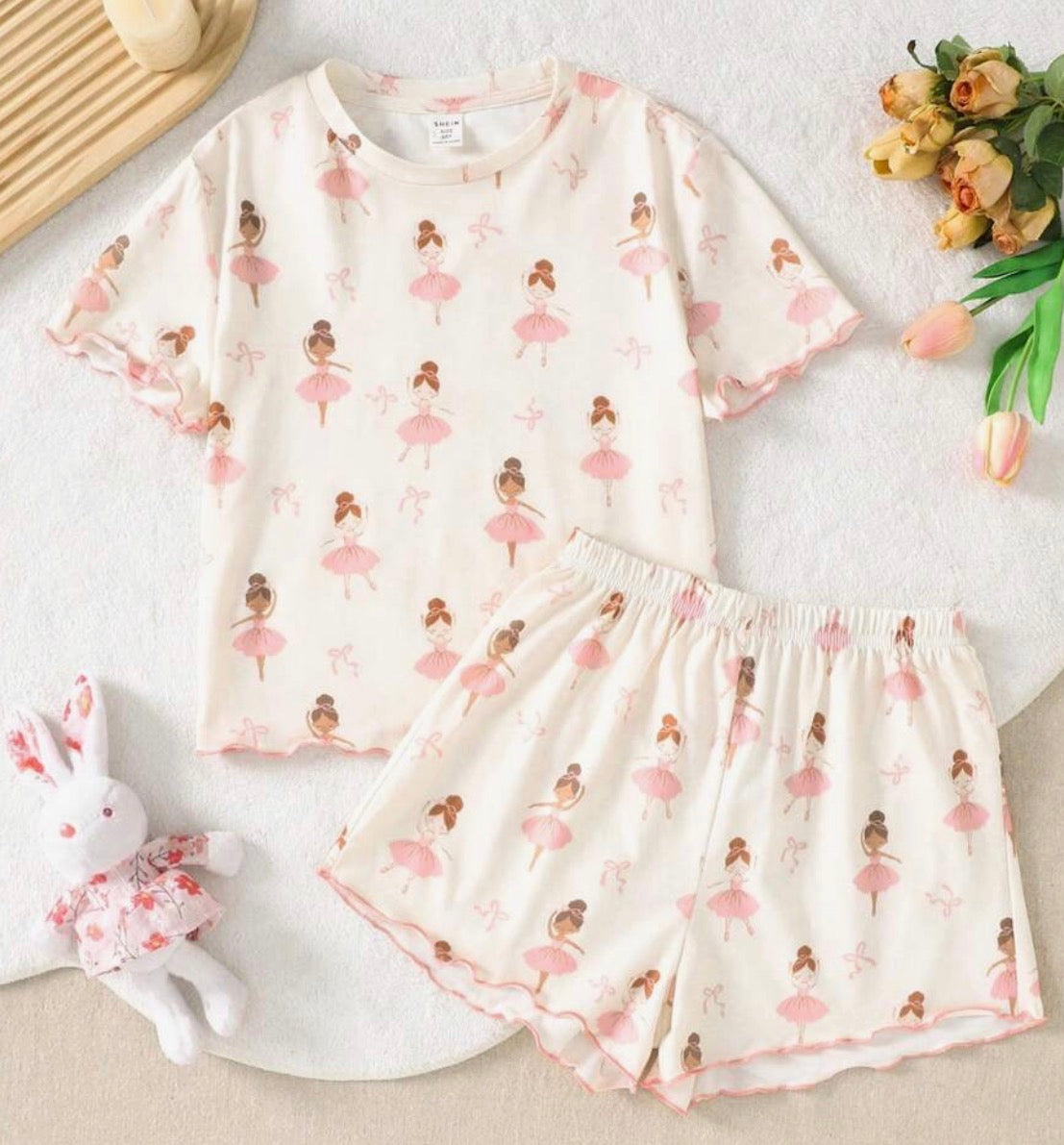 Ballerina Short Sleeve Top & Shorts Loungewear Set