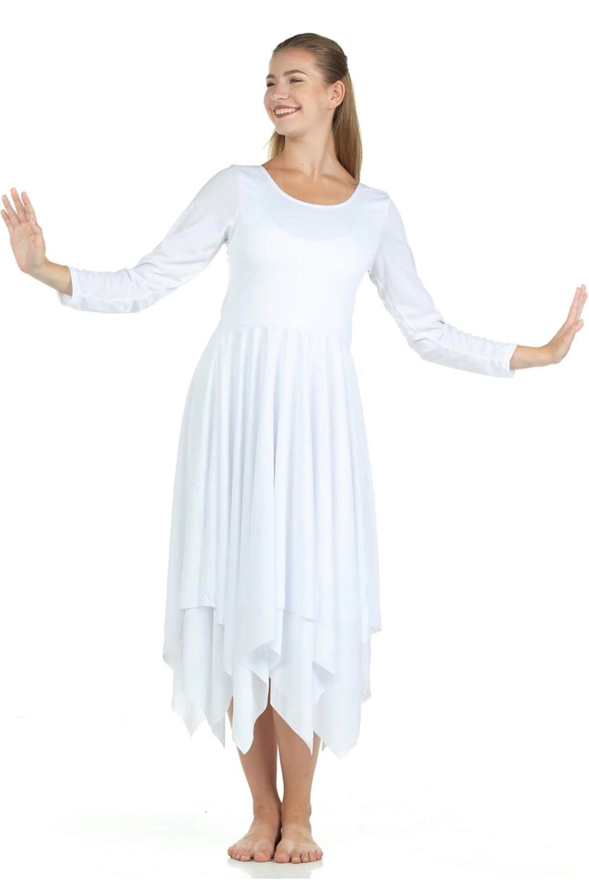 Danzcue Womens Handkerchief Long Sleeve Dance Dress