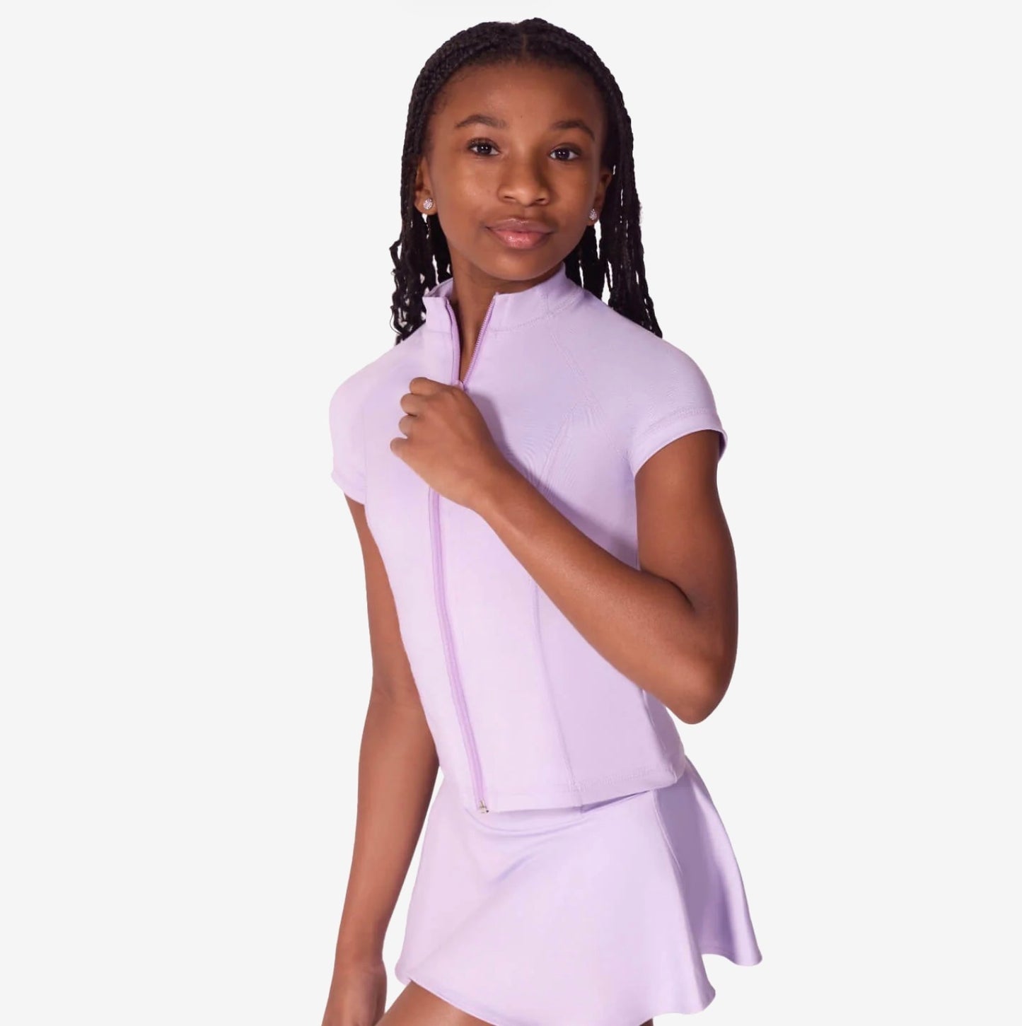 Capezio Short Sleeve Zip Up Top
