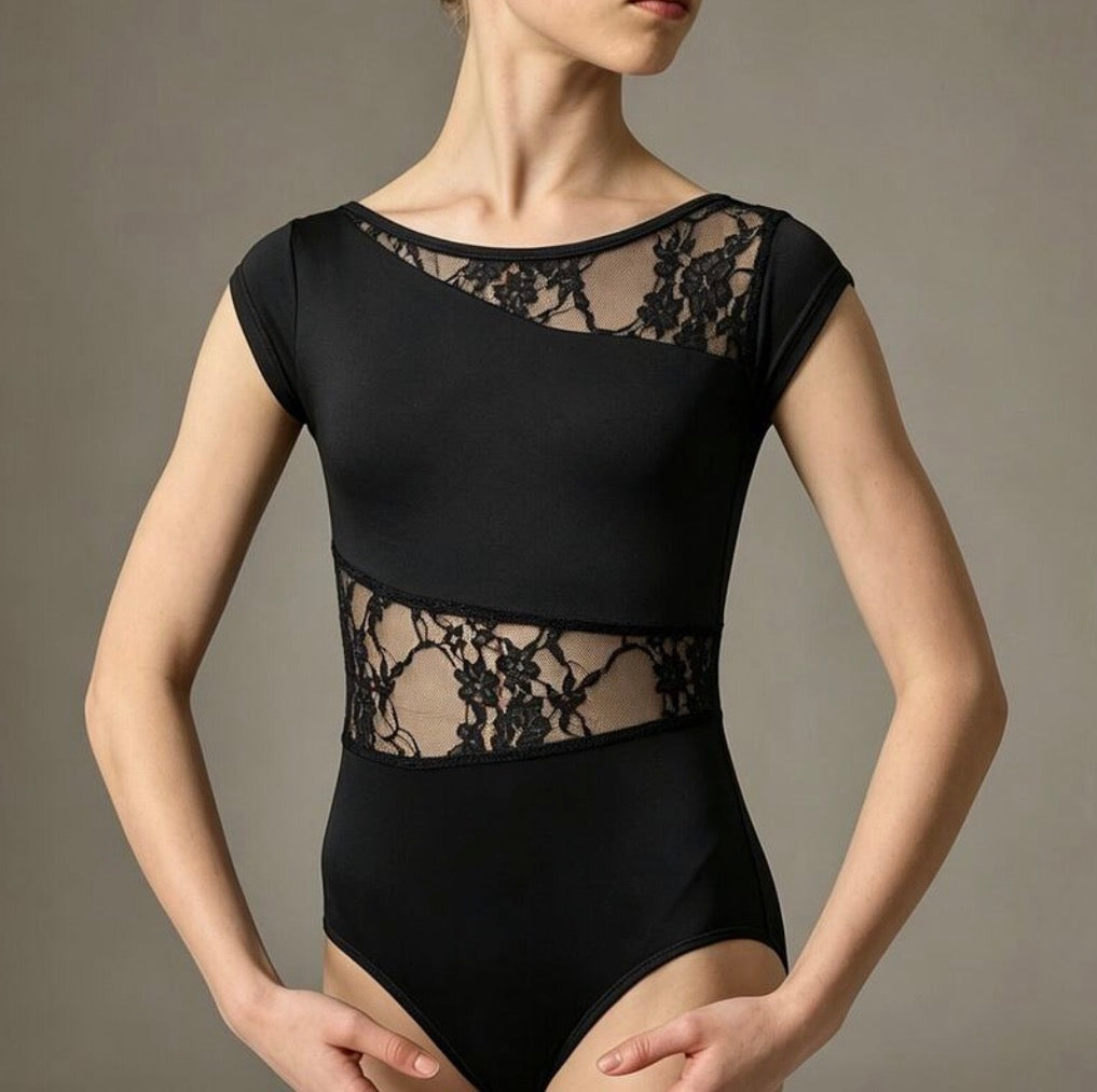 Short Sleeve Lace Leotard