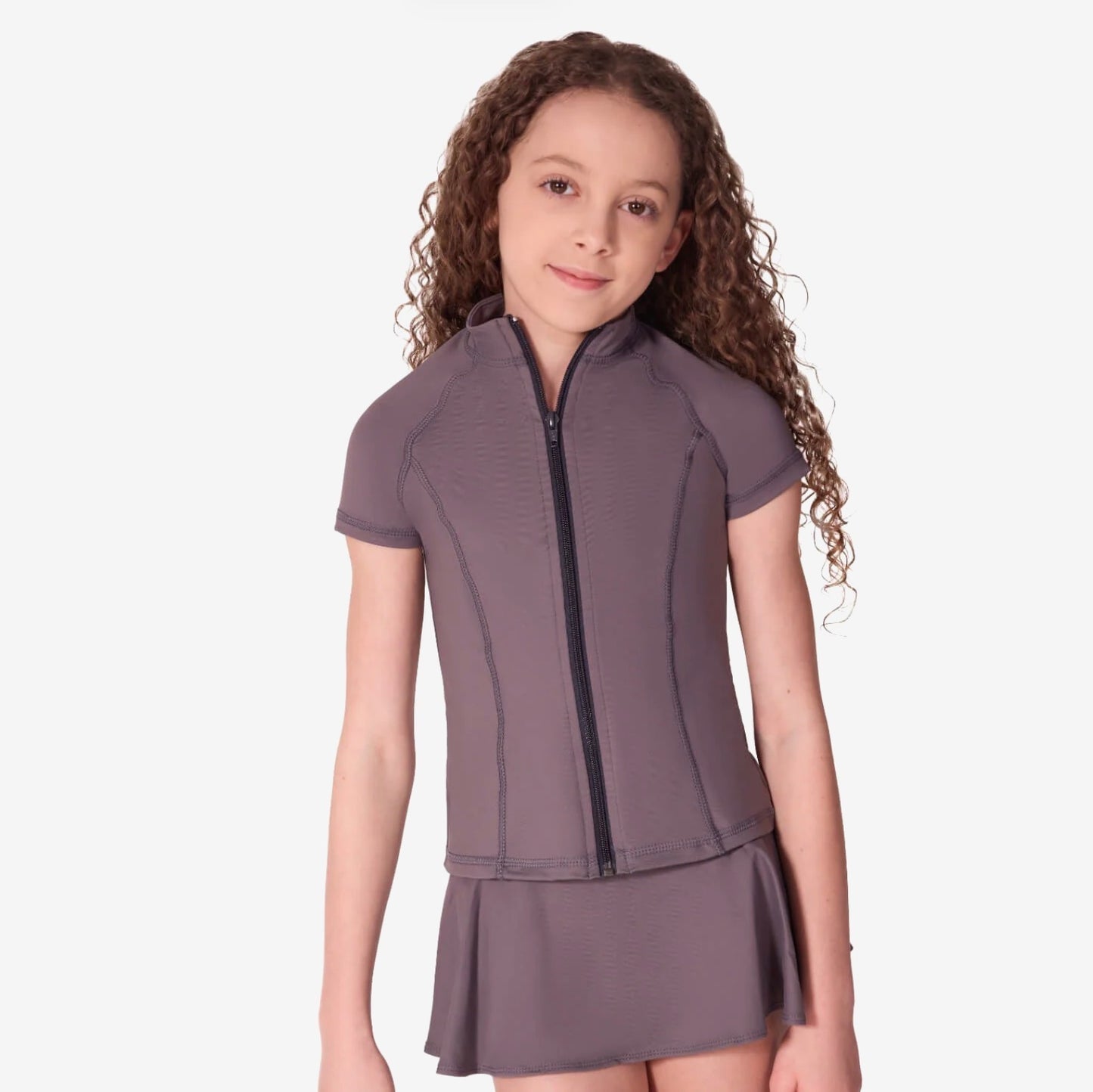 Capezio Short Sleeve Zip Up Top