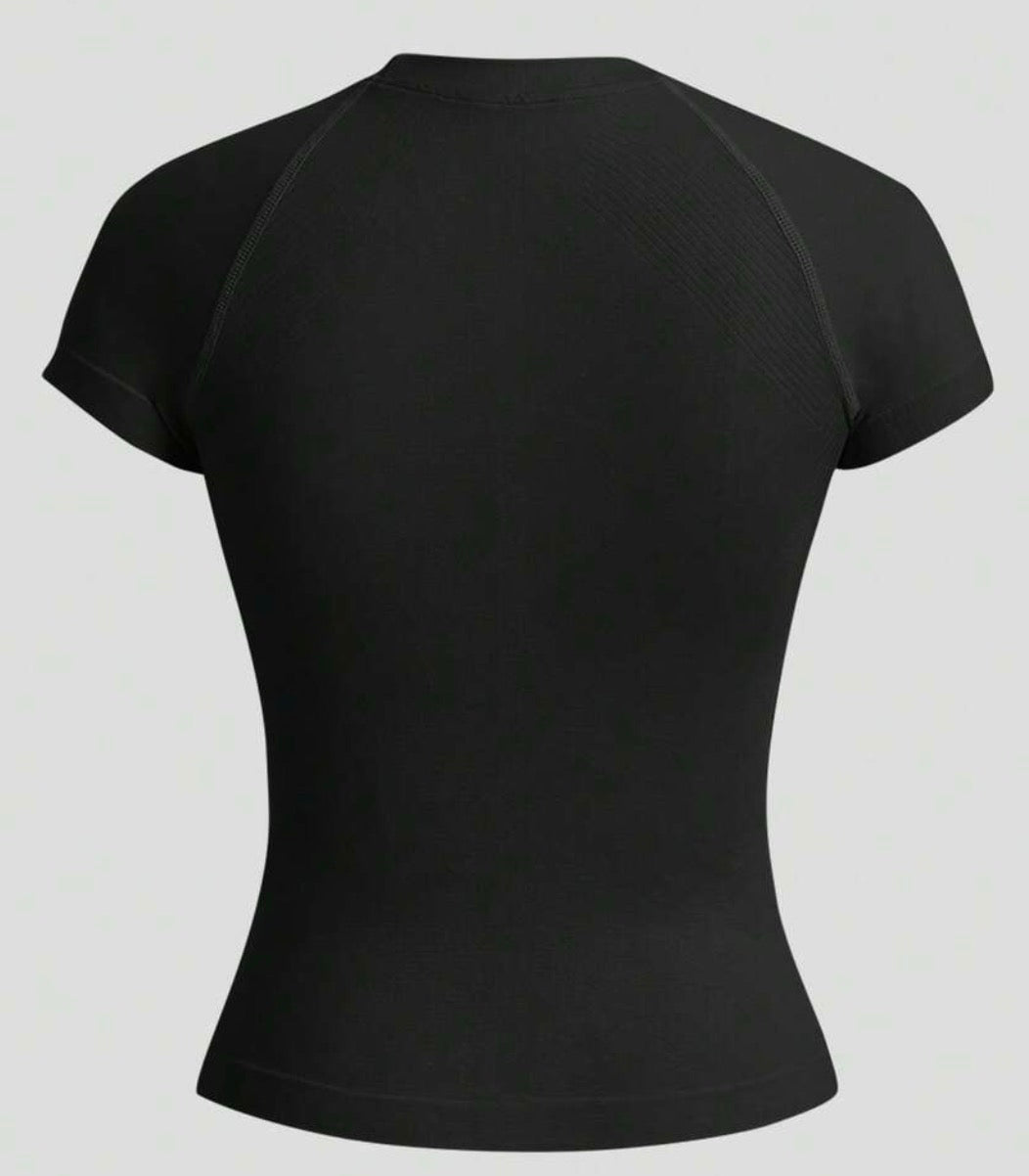 Men’s Solid Color Fitted Seamless Short Sleeve Sports T-Shirt