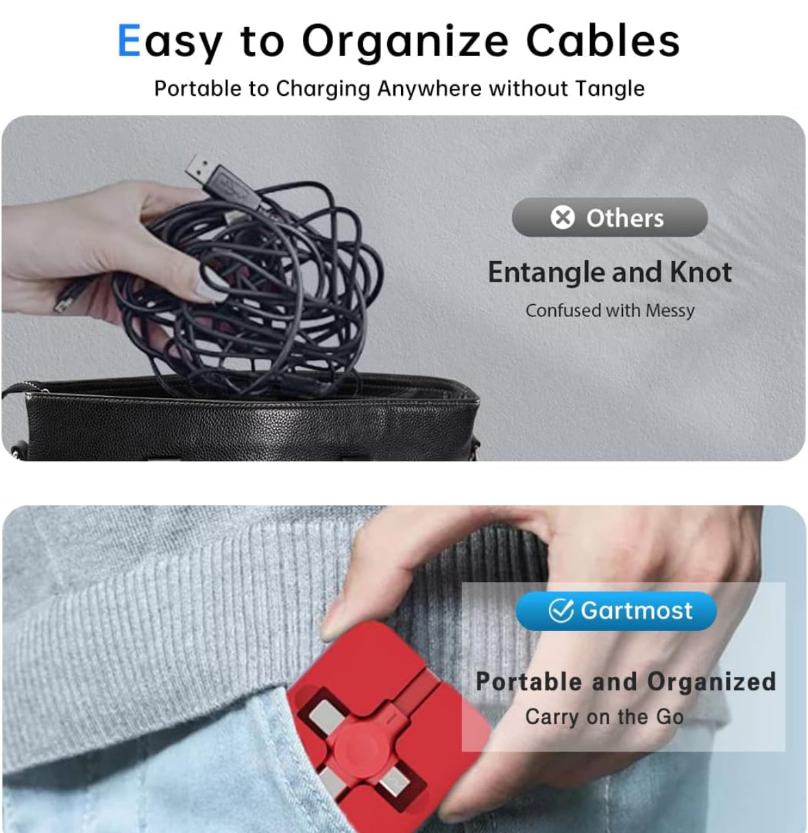 LuxeCharger 3 Way Cord – Slim, Sleek On-the-Go Charging