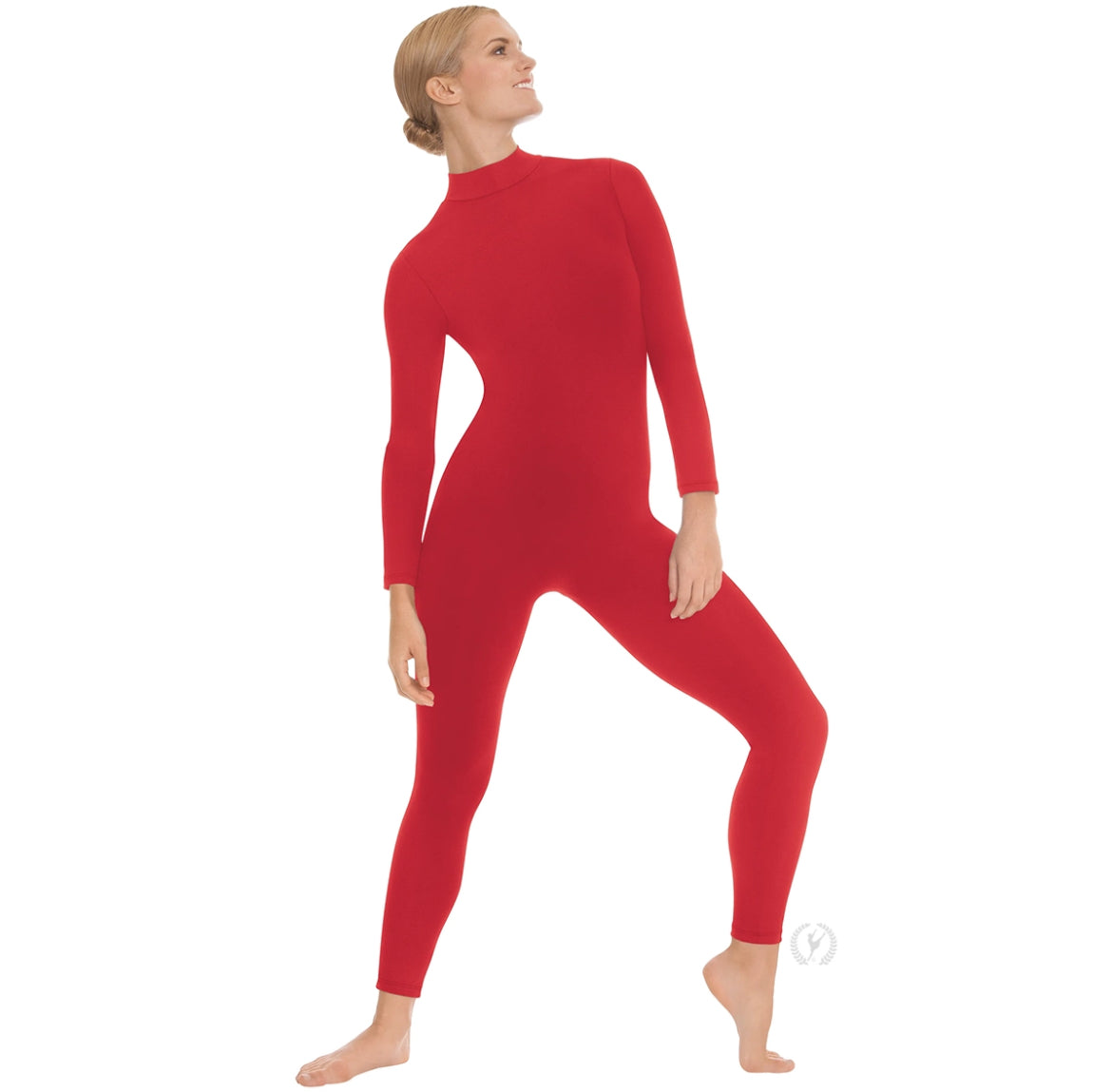 Eurotard Adult Microfiber Zipper Back Mock Neck Long Sleeve Unitard