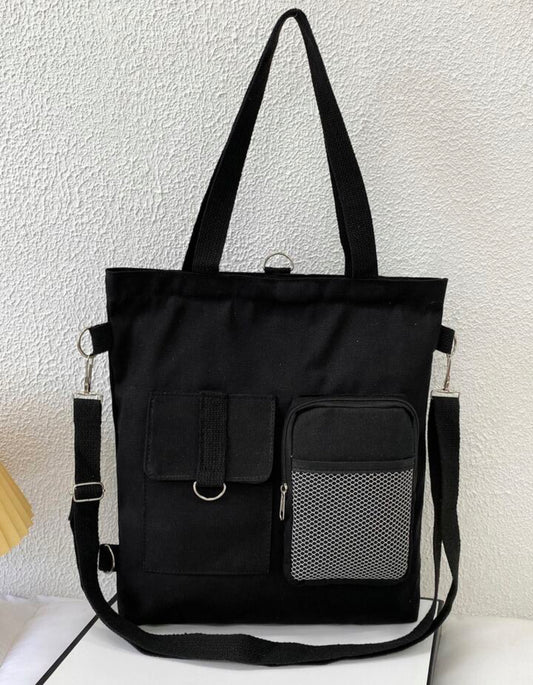 LuxeCanvas Tote Bag with Front Pockets