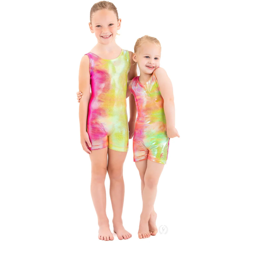Eurotard Girls Iridescent Splash Tank Gymnastics Biketard