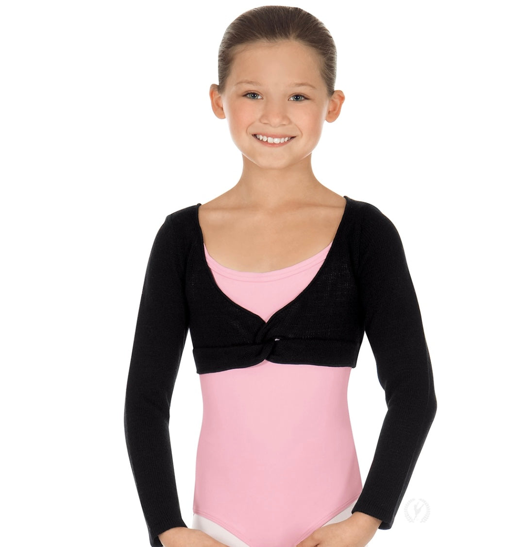 Girls Soft Knit Twist Front Mini Ballet Sweater