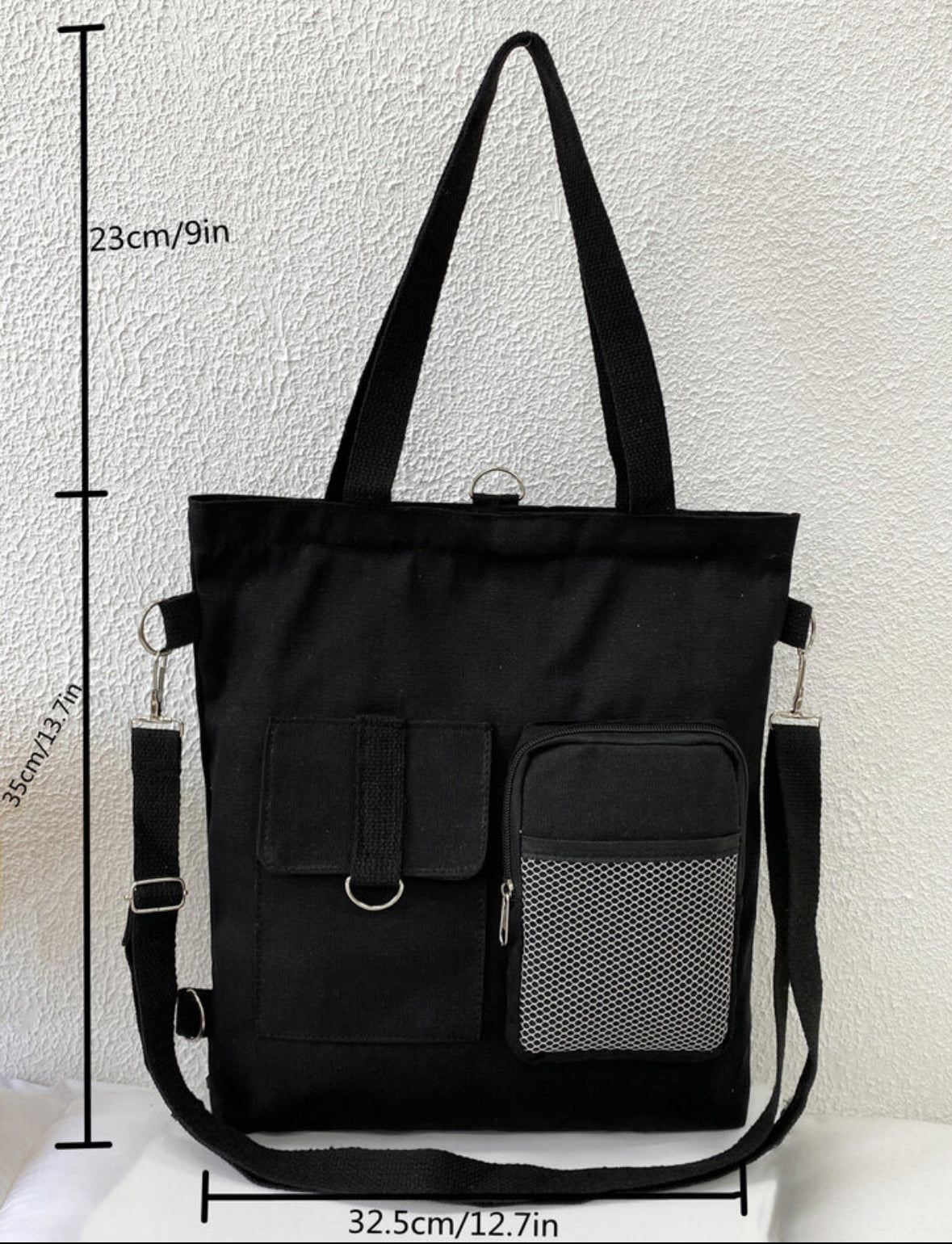 LuxeCanvas Tote Bag with Front Pockets
