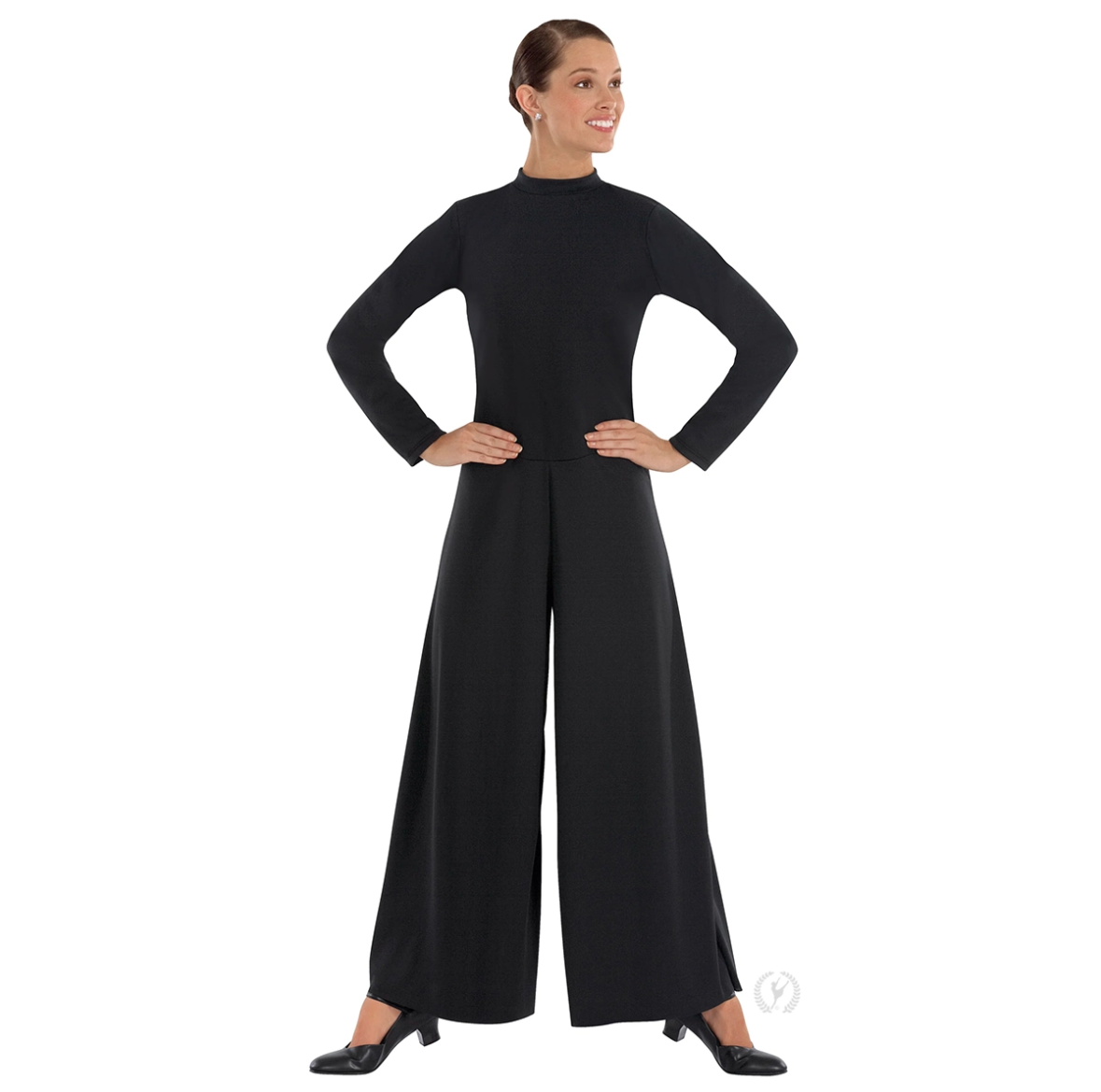 Eurotard Women’s Simplicity Polyester Long Sleeve Wide Leg High Neck Praise Jumpsuit